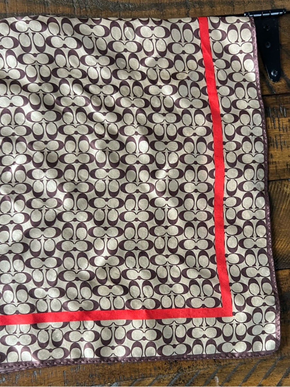 Coach Square Silk Scarf 26” X 26” Vintage Coach Beige With Reddish Border - Picture 5 of 8